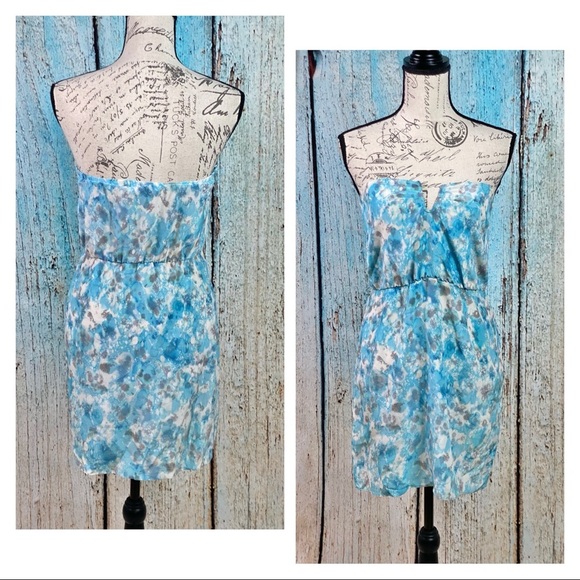 BEC + BRIDGE EUC Blue Sky Printed Strapless Silk Dress - Picture 3 of 12